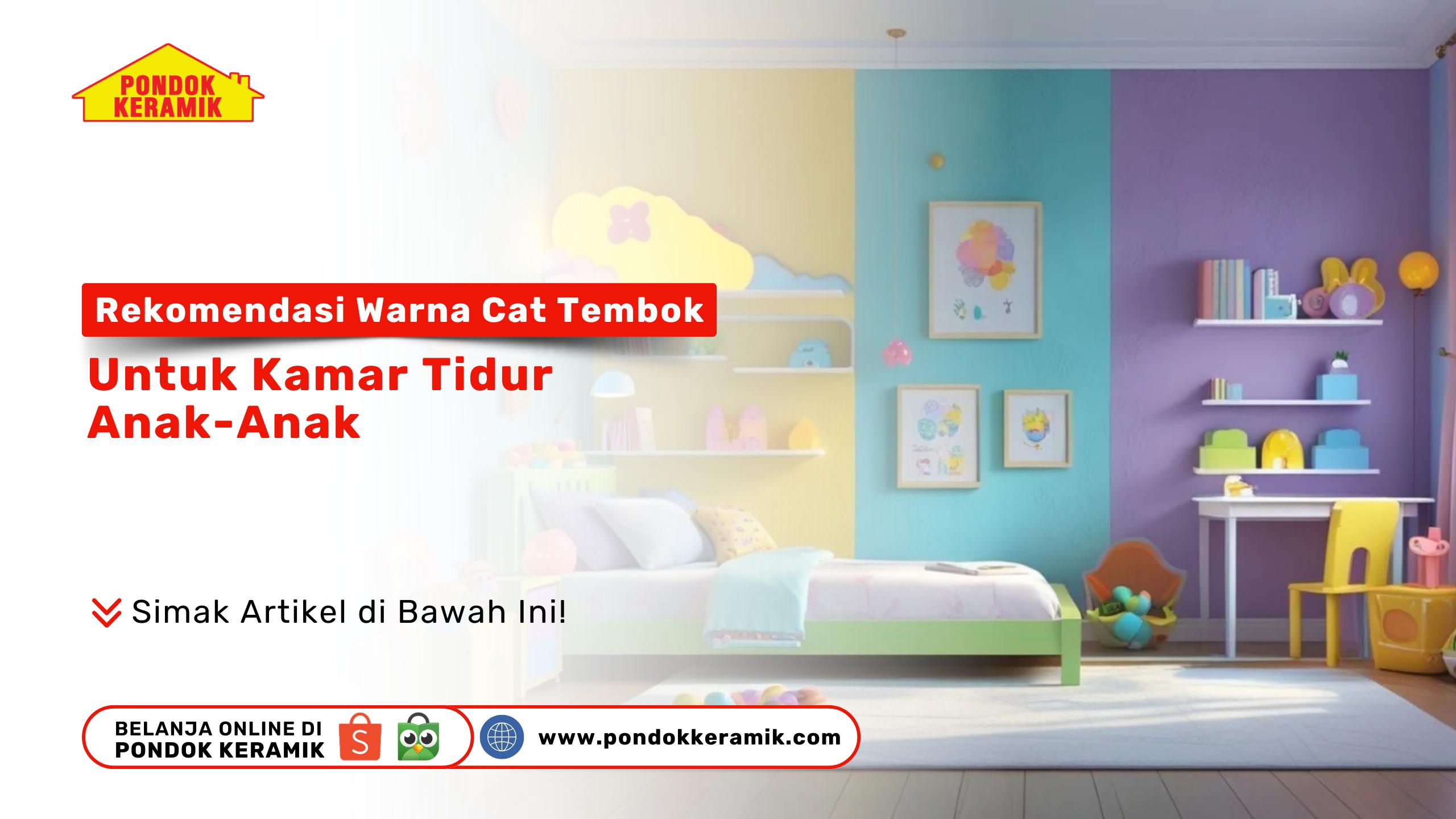 Kamar tidur anak dengan dinding warna pastel biru, kuning, dan hijau yang menenangkan