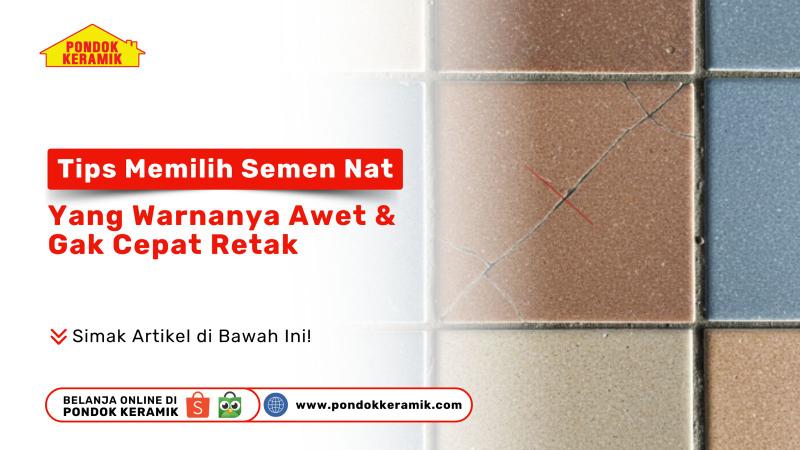 Keramik kecil berwarna-warni dengan nat retak dan pudar di beberapa bagian, menggambarkan pentingnya memilih semen nat yang tepat.