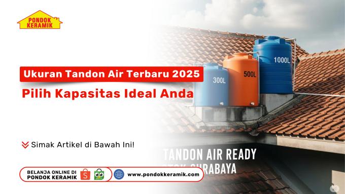 Tandon air modern berbagai ukuran di atap rumah Surabaya.