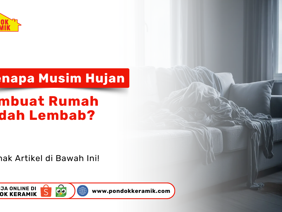Ruang tamu rumah tropis dengan keramik tahan lembab saat musim hujan