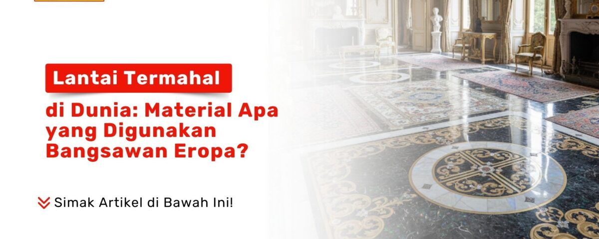 Interior aula istana Eropa yang sangat luas dengan lantai marmer hitam dan putih mengkilap yang memiliki pola dekoratif rumit