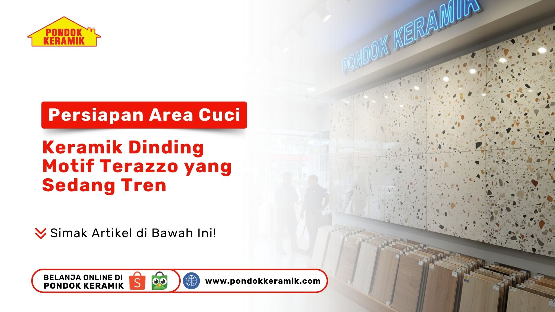 Persiapan Area Cuci Keramik Dinding Motif Terazzo yang Sedang Tren
