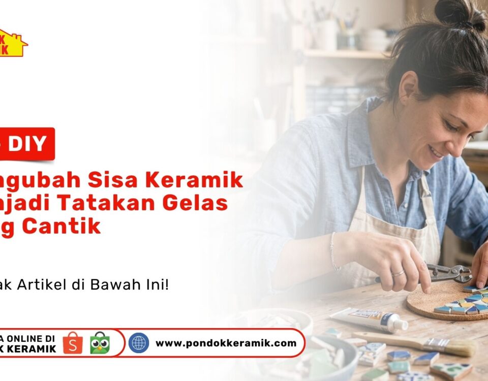 Seorang wanita sedang merangkai kepingan mozaik dalam Ide DIY: Mengubah Sisa Keramik Menjadi Tatakan Gelas yang Cantik
