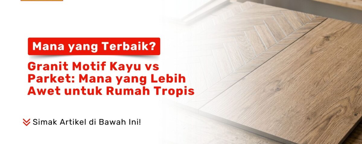Dua contoh kepingan sampel ubin pada artikel Mana yang Terbaik Granit motif kayu mewah di atas meja Toko Pondok Keramik