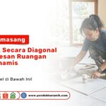 Seorang wanita menggunakan palu karet pada artikel Tips Memasang Keramik Secara pola diagonal di dalam ruangan Toko Pondok Keramik