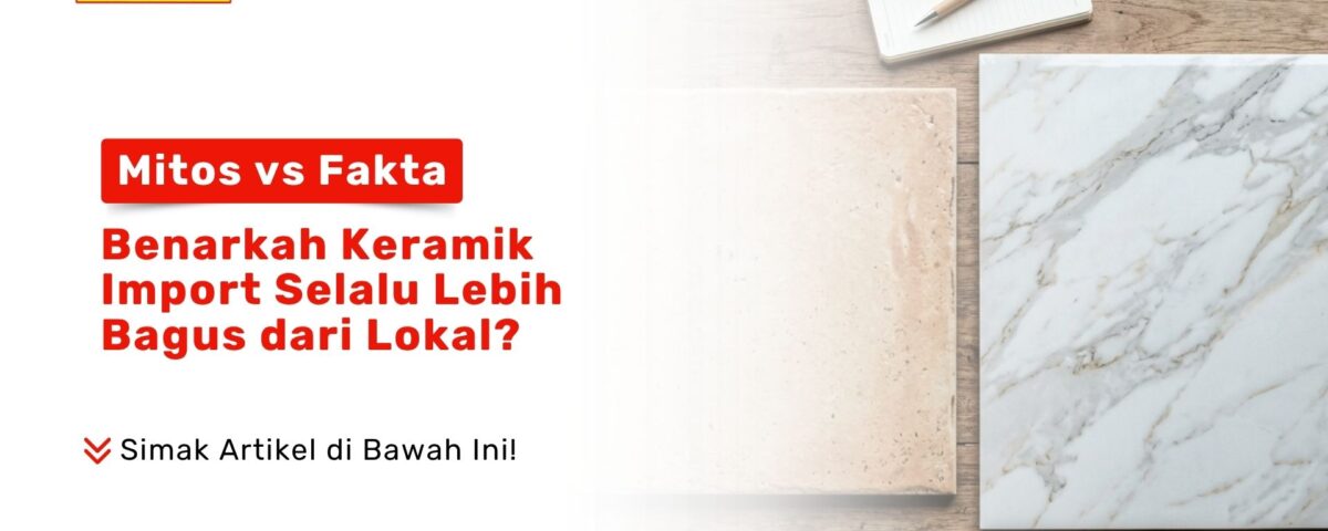 Dua sampel produk bersebelahan pada artikel Mitos vs Fakta Benarkah ubin motif marmer atas meja kayu Toko Pondok Keramik