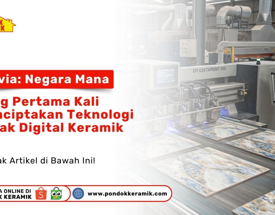 Mesin cetak digital bekerja mencetak ubin pada artikel Trivia Negara Mana yang pertama kali menciptakan teknologi cetak digital keramik Toko Pondok Keramik